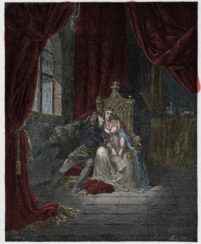 Inferno, Canto 5: Paolo e Francesca, ilustração de "A Divina Comédia" de Dante Alighieri, 1885 de Gustave Dore