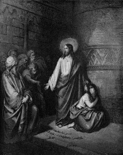Jesus e a mulher levados em adultério de Gustave Dore