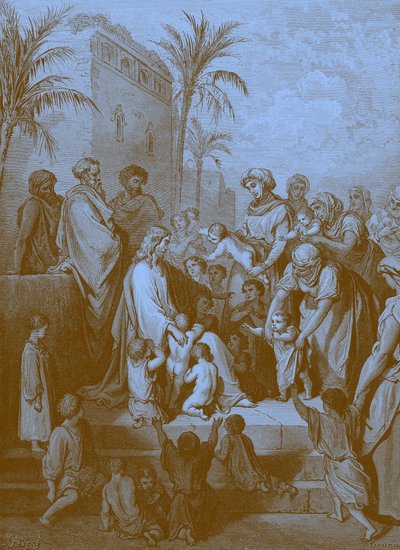 Jesus abençoa as crianças, por Doré. - Bíblia de Gustave Dore