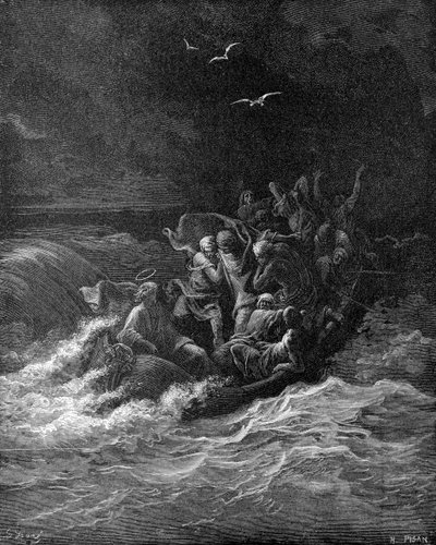 Jesus acalma a tempestade de Gustave Dore