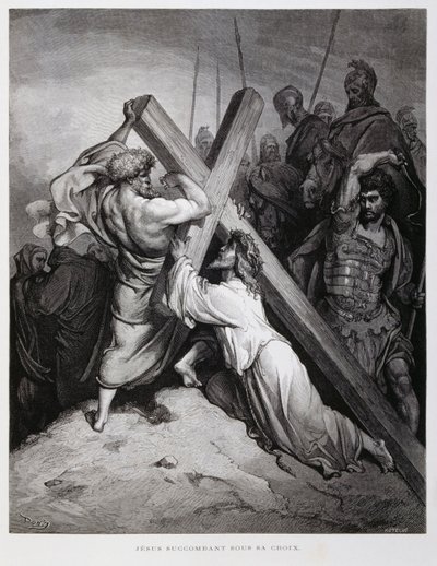 Jesus carrega a cruz, Ilustração da Bíblia de Dore de Gustave Dore