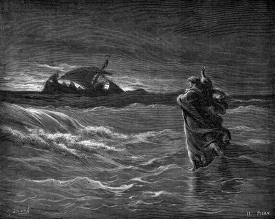 Jesus caminha sobre as águas de Gustave Dore