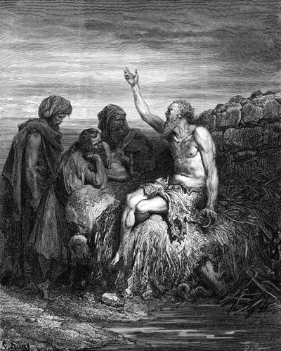 Job e seus amigos, gravada por Doré. - Bíblia de Gustave Dore
