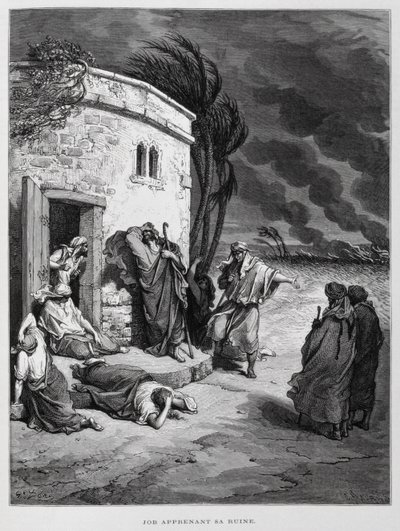 Job compreende a sua ruína, Ilustração da Bíblia de Dore de Gustave Dore