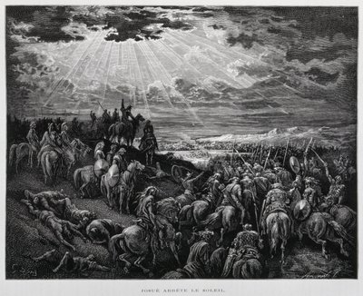 Josué faz o sol parar, Ilustração da Bíblia de Dore de Gustave Dore