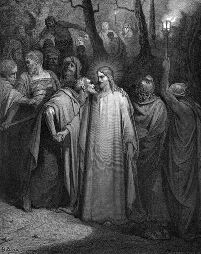 Judas traindo Cristo com um beijo, 1866 de Gustave Dore