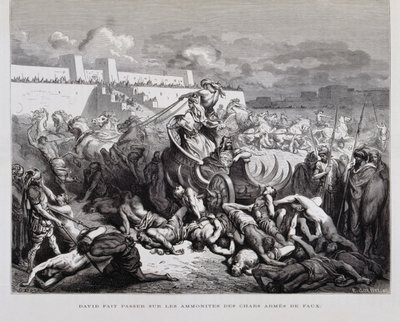 O rei David castigando os amonitas , Ilustração da Bíblia de Dore de Gustave Dore