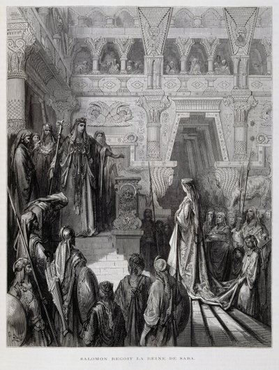 O rei Salomão recebe a rainha de Sabá, Ilustração da Bíblia de Dore de Gustave Dore