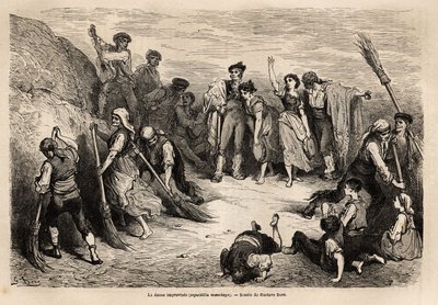 La seguidilla manchegas, ou dança improvisada, em Albacete (província do Canal da Mancha), muitos dançarinos de ambos os sexos, de diferentes locais, se encontram para executar passos de dança na galliegada (ou seja, para congelar uma figura antes de o mov de Gustave Dore