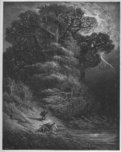 Le chene et le reseau - O carvalho e o junco - de "Fables" de Jean de La Fontaine de Gustave Dore