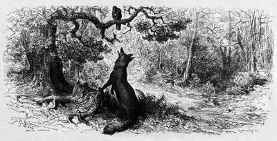 O corvo e a raposa (gravura) de Gustave Dore