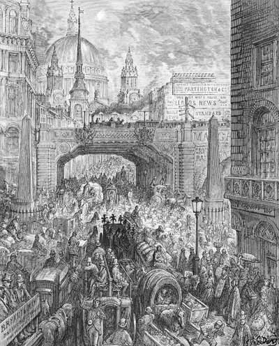 Ludgate Hill, de &39;London, a Pilgrimage&39;, escrito por William Blanchard Jerrold (1826-94) pub. 1872 (gravura) de Gustave Dore