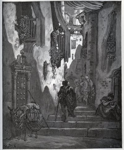 Luscinde envia um bilhete para Cardenio - de "Dom Quixote de la Mancha" de Miguel Cervantes (1547-1616) (Dom Quixote) - Lenhador após sorteio de Gustave Dore de Gustave Dore