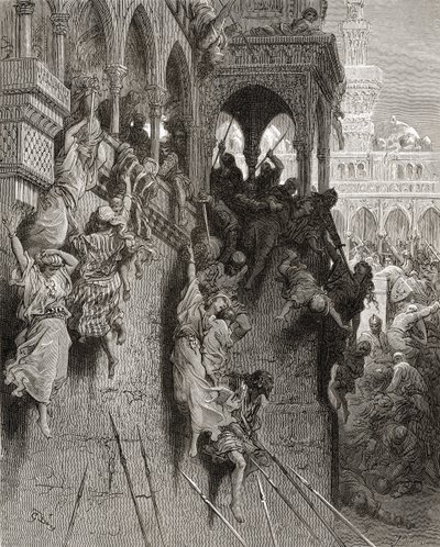 Massacre de Antioquia, ilustração de &39;Bibliotheque des Croisades&39; por JF. Michaud, 1877 de Gustave Dore