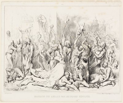 Massacre dos ingleses por hindus revoltados de Gustave Dore