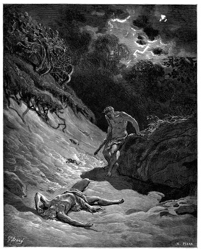 Assassinato de Abel por Caim - Ilustração de Gustave Dore para A Bíblia - de Gustave Dore