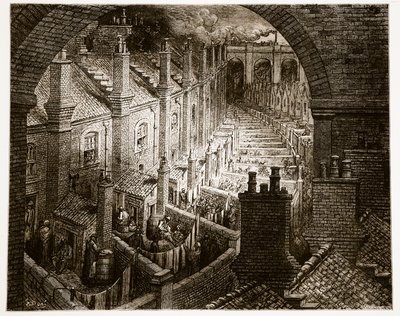 Over London - By Rail, de &39;London, a Pilgrimage&39;, escrita por William Blanchard Jerrold (1826-94) e gravada por Pannemaker, pub. 1872 de Gustave Dore