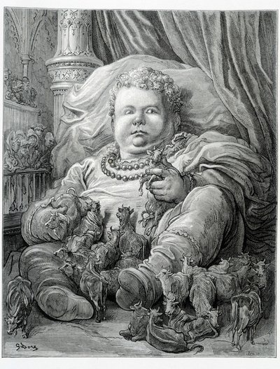 Pantagruel rodeia as vacas - em "Gargantua" de Rabelais, doente. Gustave Doré de Gustave Dore