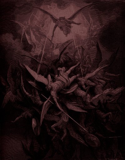 O Paraíso Perdido: Queda dos anjos rebeldes, o artista Doré de Gustave Dore