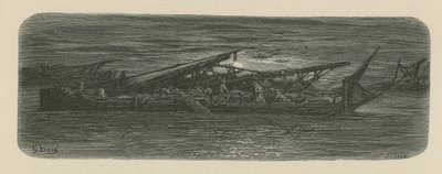 Pessoas no convés de um barco no Tamisa de Gustave Dore