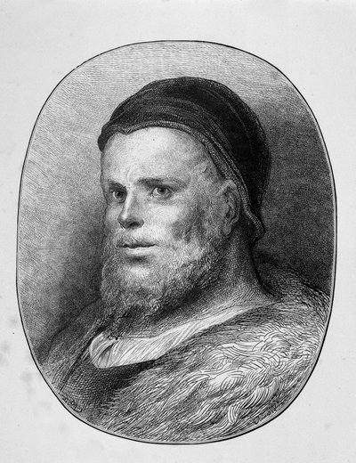 Retrato de Rabelais young - gravura, de Gustave Dore de Gustave Dore
