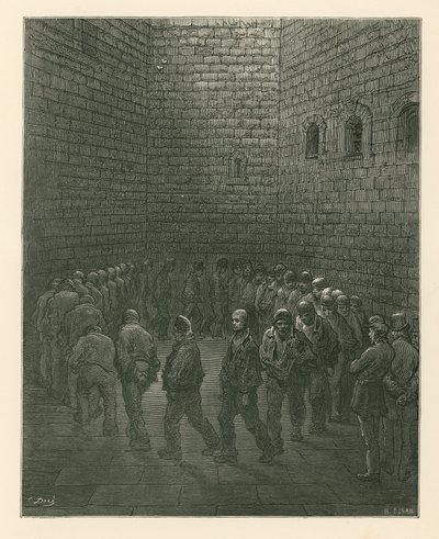 Prisioneiros no pátio de exercício da prisão de Newgate de Gustave Dore