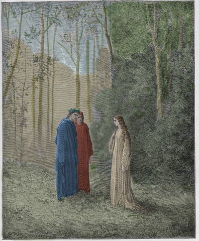 Purgatório, Canto 5: Dante fala com Pia de Tolomei de Gustave Dore