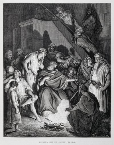 São Pedro negando Cristo, ilustração da Bíblia de Dore de Gustave Dore