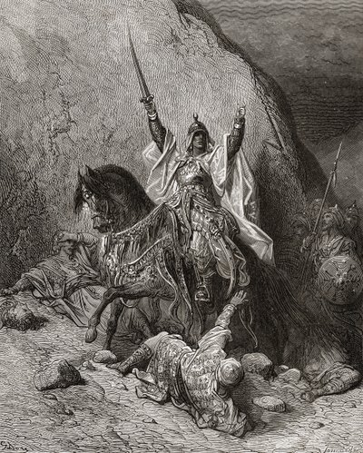 Saladin Yusuf (d.1173) Sultão durante a segunda cruzada, ilustração de "Bibliotheque des Croisades" por JF. Michaud, 1877 de Gustave Dore