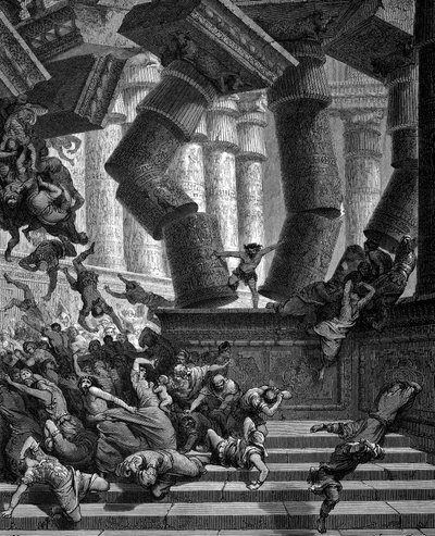Sansão derrubando o Templo de Dagon, 1866 de Gustave Dore