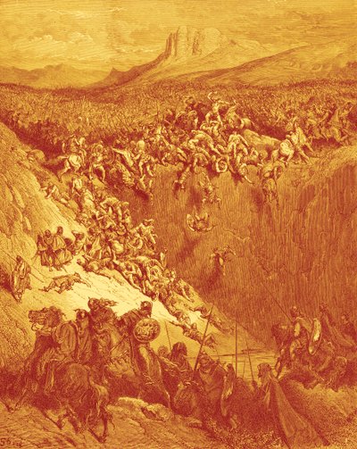 Sansão mata filisteus com mandíbula de rabo, por Doré - Bíblia de Gustave Dore