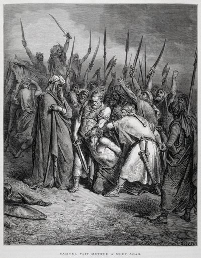 Samuel mata Agag, ilustração da Bíblia de Dore de Gustave Dore