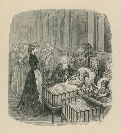 Cena, de, um, londres, hospital de Gustave Dore