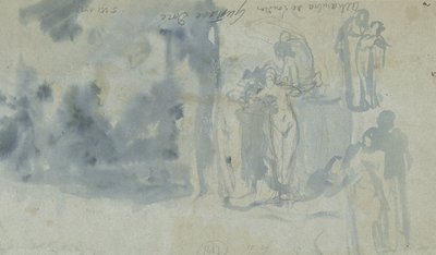Esboços de pessoas, incluindo uma mulher nua de Gustave Dore