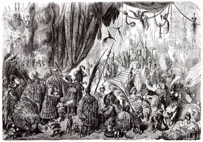 Sindbad, o marinheiro (Sinbad) - conto das mil e uma (1001) noites - ilustração de Gustave Dore - edição Maxwell 1865 - Sexta viagem: a corte do rei de Serendib de Gustave Dore