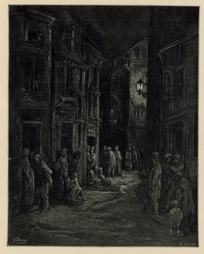Moradias de favelas (gravura) de Gustave Dore