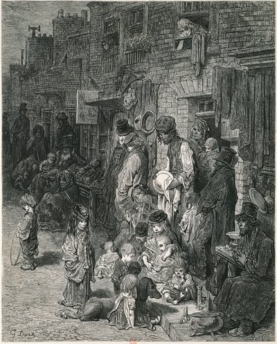Favelas de Londres, de Gustav Dore, Engraving de Gustave Dore