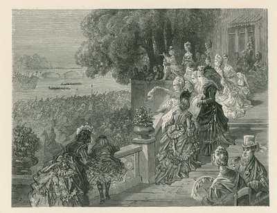 Espectadores assistindo uma corrida de barco de Gustave Dore