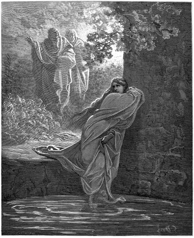 Suzanne no banho: ilustração de Gustave Dore (1832-1883) para A Bíblia de Gustave Dore