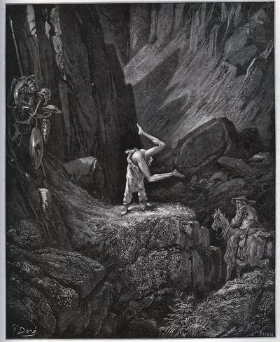 A Penitência Acrobática de Dom Quixote na Serra Morena - de "Dom Quixote de la Mancha" de Miguel Cervantes (1547-1616) (Dom Quixote) - Lenhador após desenho de Gustave Dore de Gustave Dore