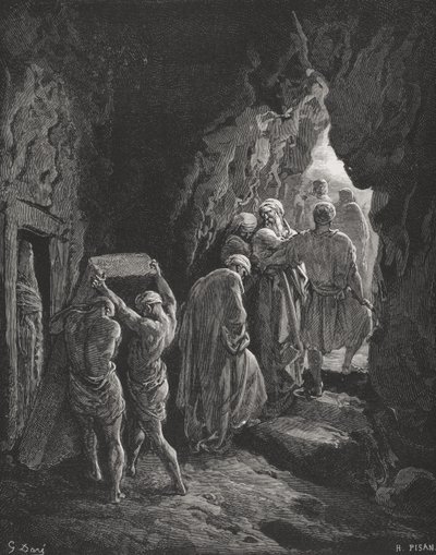 O enterro de Sarah, ilustração da "Bíblia Sagrada" de Dore, gravada por Pisan, 1866 de Gustave Dore