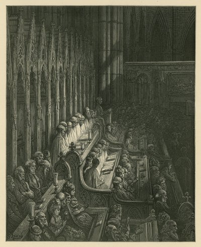 O Coro da Abadia de Westminster de Gustave Dore