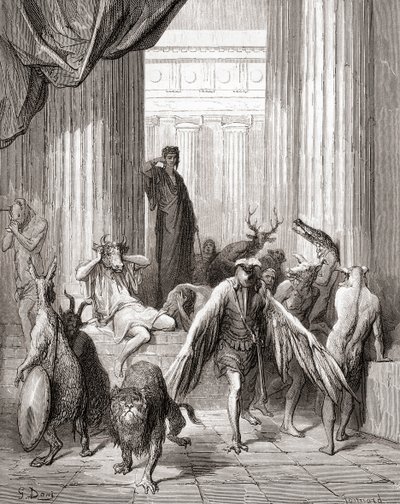 Os Companheiros de Ulisses, de uma edição do final do século XIX de Fables de La Fontaine (gravura em madeira) de Gustave Dore