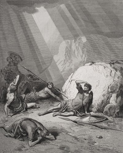 A Conversão de São Paulo, Atos 9: 1-6, ilustração da "Bíblia Sagrada" de Dore, gravada por Ligny, 1866 (gravura) de Gustave Dore