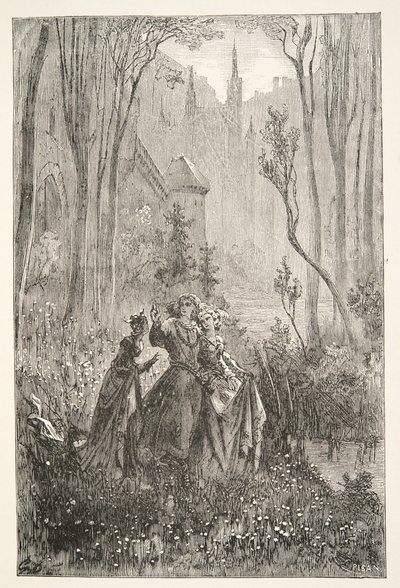 A condessa da fonte e suas donzelas, de histórias dos dias do rei Arthur por Charles Henry Hanson, pub.1898 de Gustave Dore