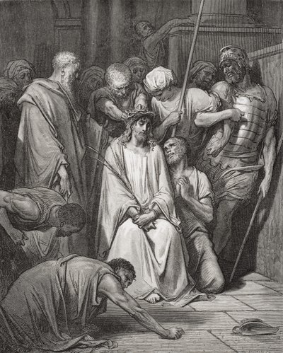 A coroa de espinhos, ilustração de "A Bíblia Sagrada" de Dore, gravada por Pannemaker, 1866 de Gustave Dore