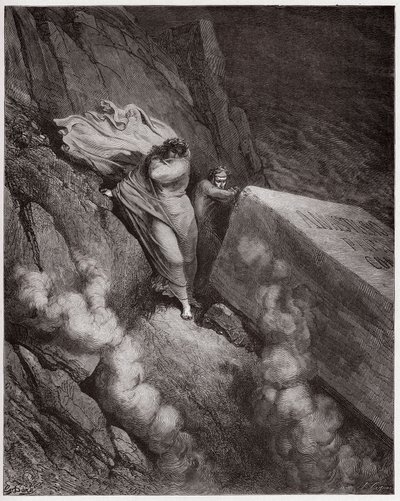 A Divina Comédia (La Divina Commedia, La Divina Comedie), Inferno, Canto 11: O túmulo ardente do Papa Anastasius II - por Dante Alighieri (1265-1321) - Ilustração de Gustave Dore (1832-1883) de Gustave Dore