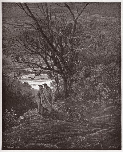 A Divina Comédia (La Divina Commedia, La Divina Comédia), Inferno, Canto 1: A loba aparece - por Dante Alighieri (1265-1321) - Ilustração de Gustave Dore (1832-1883) de Gustave Dore