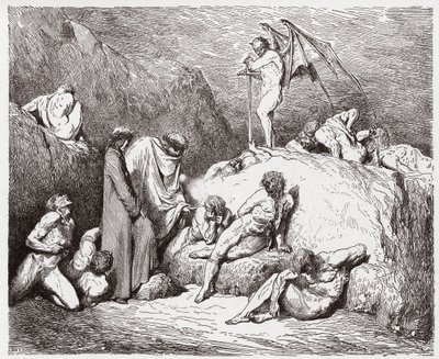A Divina Comédia (La Divina Commedia, La Divina Comedie), Inferno, Canto 28: Semeadores mutilados da discórdia na nona bolgia - por Dante Alighieri (1265-1321) - Ilustração de Gustave Dore (1832-1883) de Gustave Dore