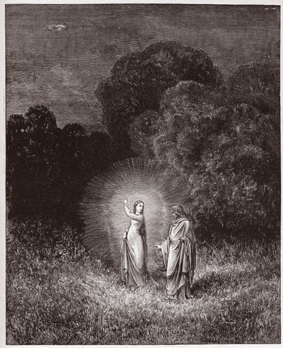 A Divina Comédia (La Divina Commedia, La Divina Comédia), Inferno, Canto 2: Beatrice e Virgil - por Dante Alighieri (1265-1321) - Ilustração de Gustave Dore (1832-1883) de Gustave Dore